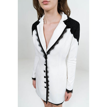 SOTBELLA White Blazer Dress With Contrast Detailing