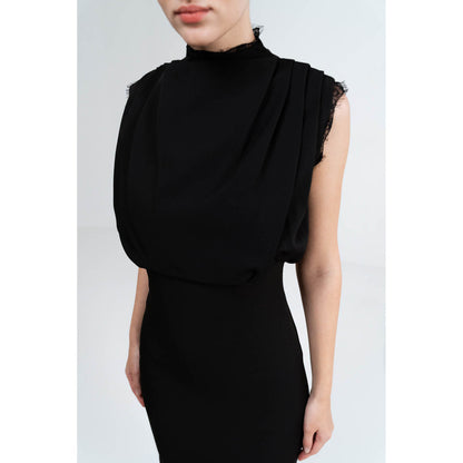SOTBELLA Black Cowl Draped Dress