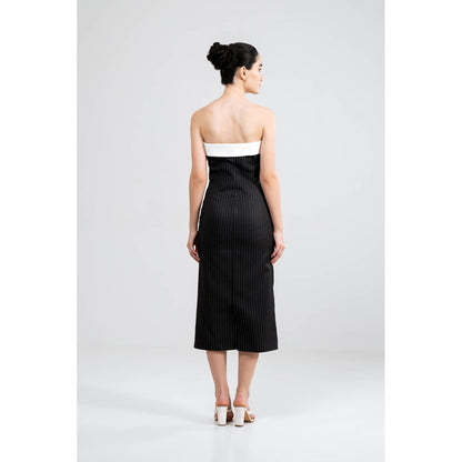 SOTBELLA Black Striped Strapless Dress