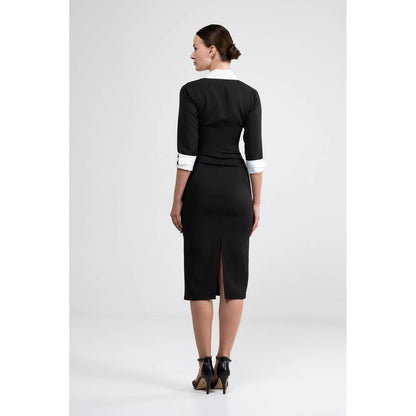 SOTBELLA Black Bodycon Dress With Contrast Panelling