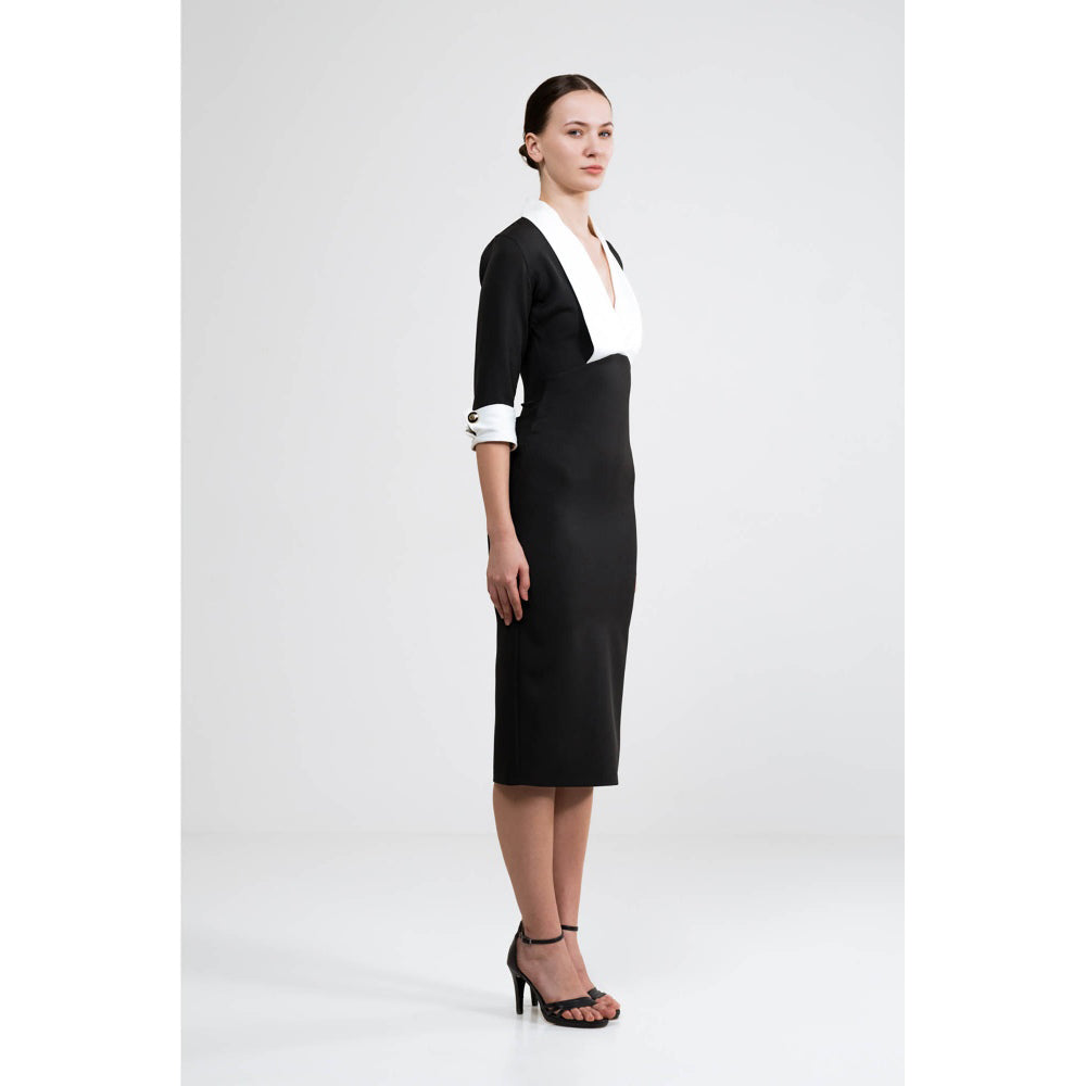 SOTBELLA Black Bodycon Dress With Contrast Panelling