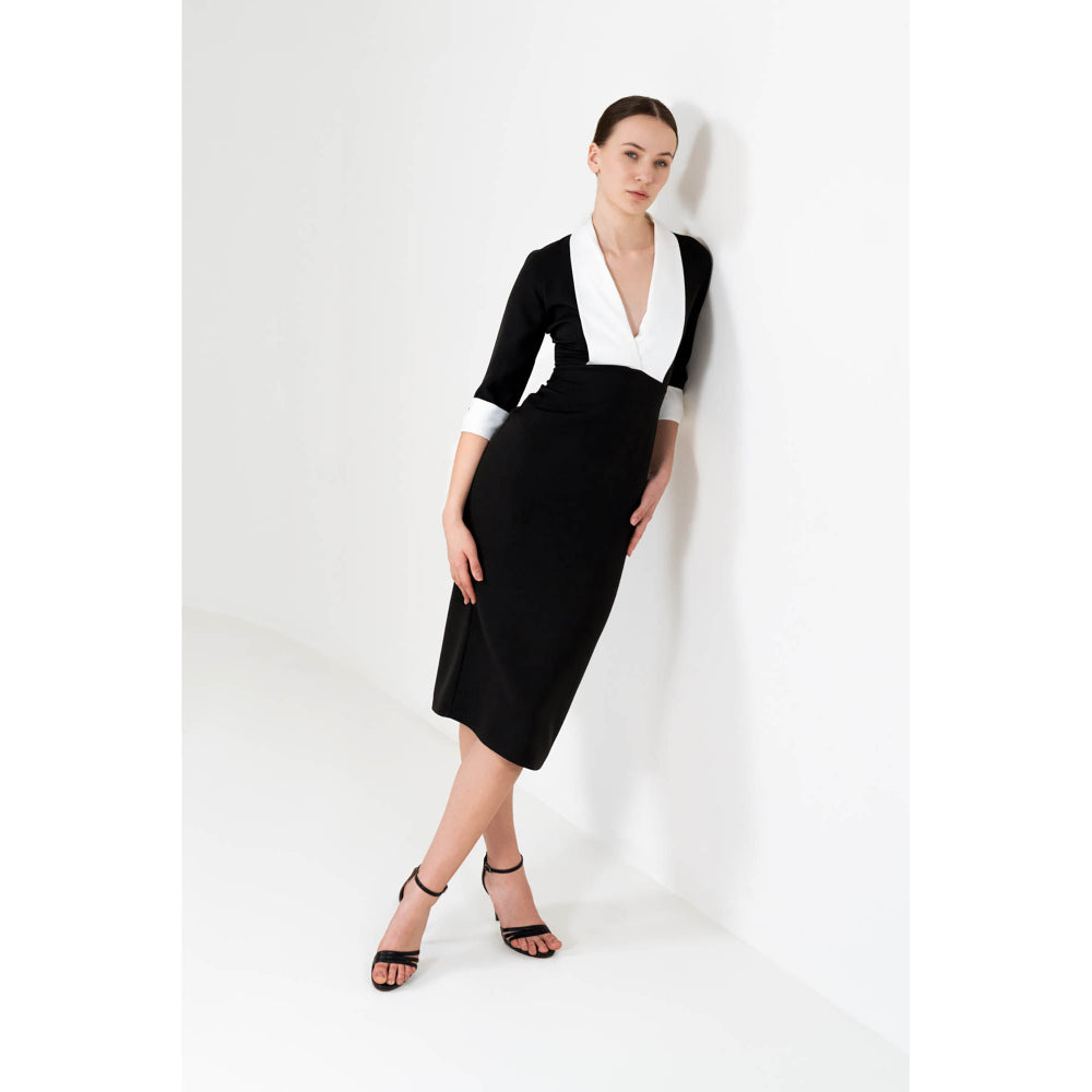 SOTBELLA Black Bodycon Dress With Contrast Panelling