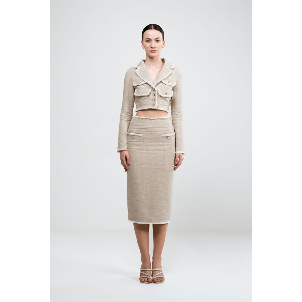 SOTBELLA Fringe Detail Beige Co-Ord (Set of 2)