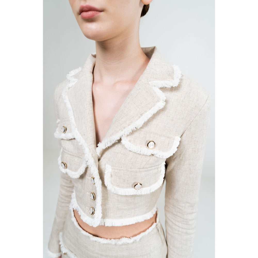 SOTBELLA Fringe Detail Beige Co-Ord (Set of 2)