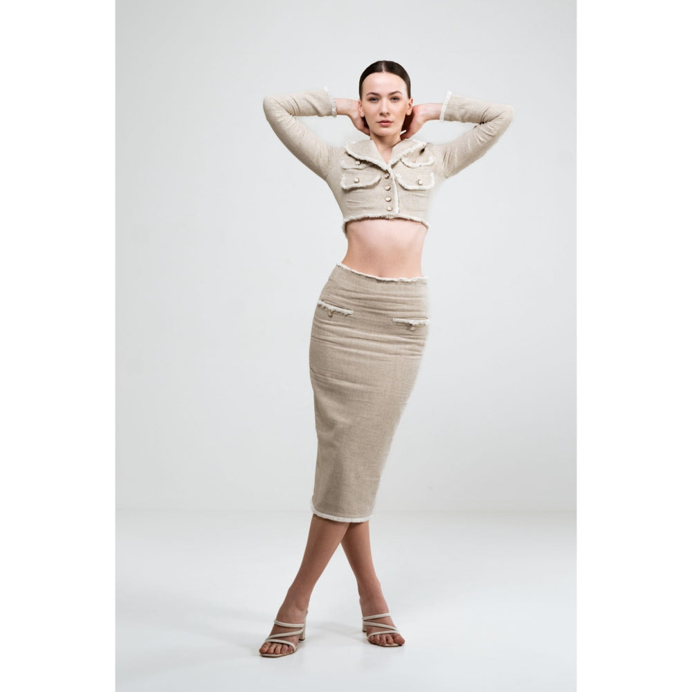 SOTBELLA Fringe Detail Beige Co-Ord (Set of 2)