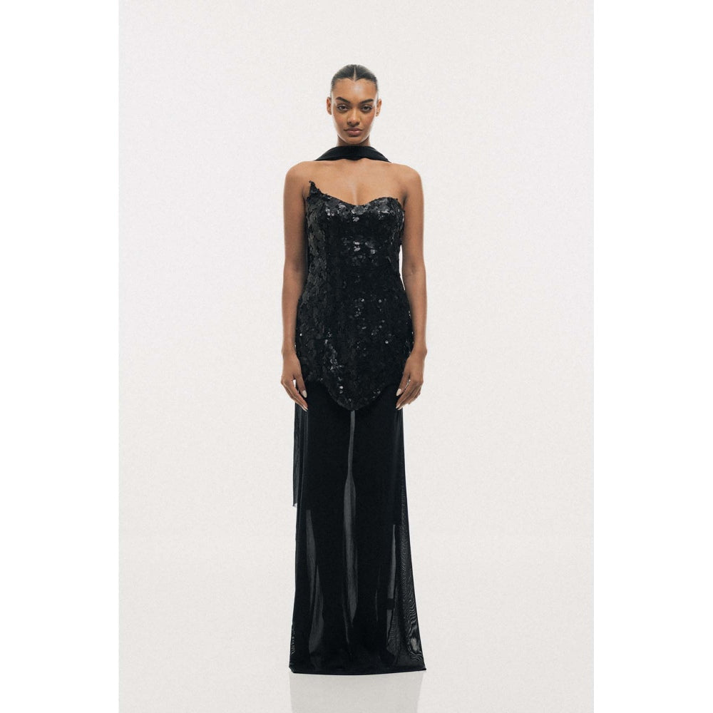 SOTBELLA Midnight Black Sequin Bodycon Maxi Dress