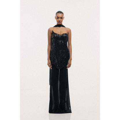 SOTBELLA Midnight Black Sequin Bodycon Maxi Dress
