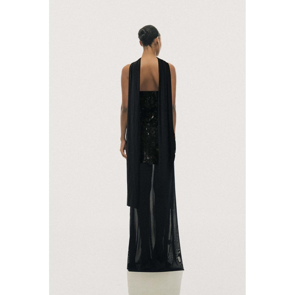 SOTBELLA Midnight Black Sequin Bodycon Maxi Dress