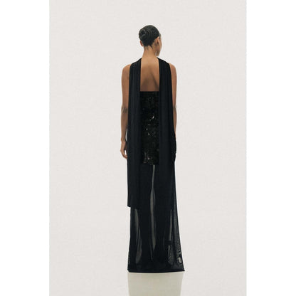 SOTBELLA Midnight Black Sequin Bodycon Maxi Dress