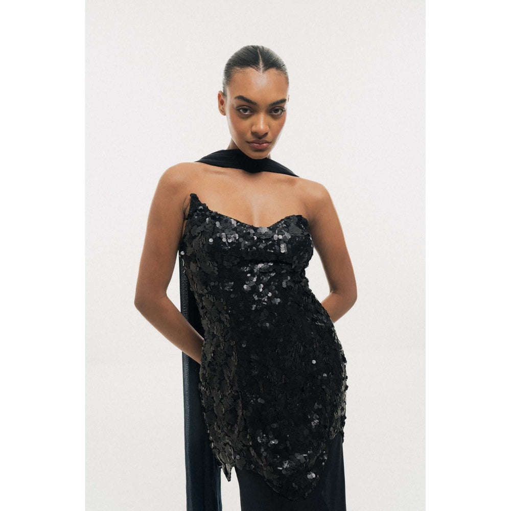 SOTBELLA Midnight Black Sequin Bodycon Maxi Dress