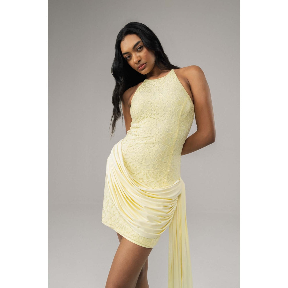 SOTBELLA Sunlit Butter Yellow Lace Mini Dress