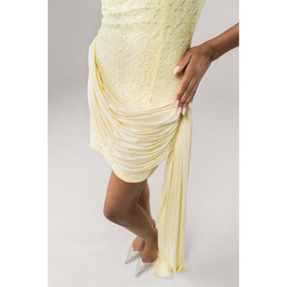SOTBELLA Sunlit Butter Yellow Lace Mini Dress