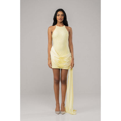 SOTBELLA Sunlit Butter Yellow Lace Mini Dress