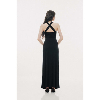 SOTBELLA Golden Cylindrical Ring Detail Bodycon Maxi Dress