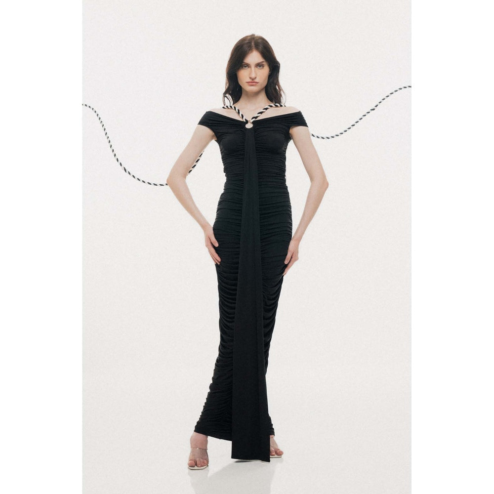 SOTBELLA Off-Shoulder with Rope and Ring Detail Maxi Dress