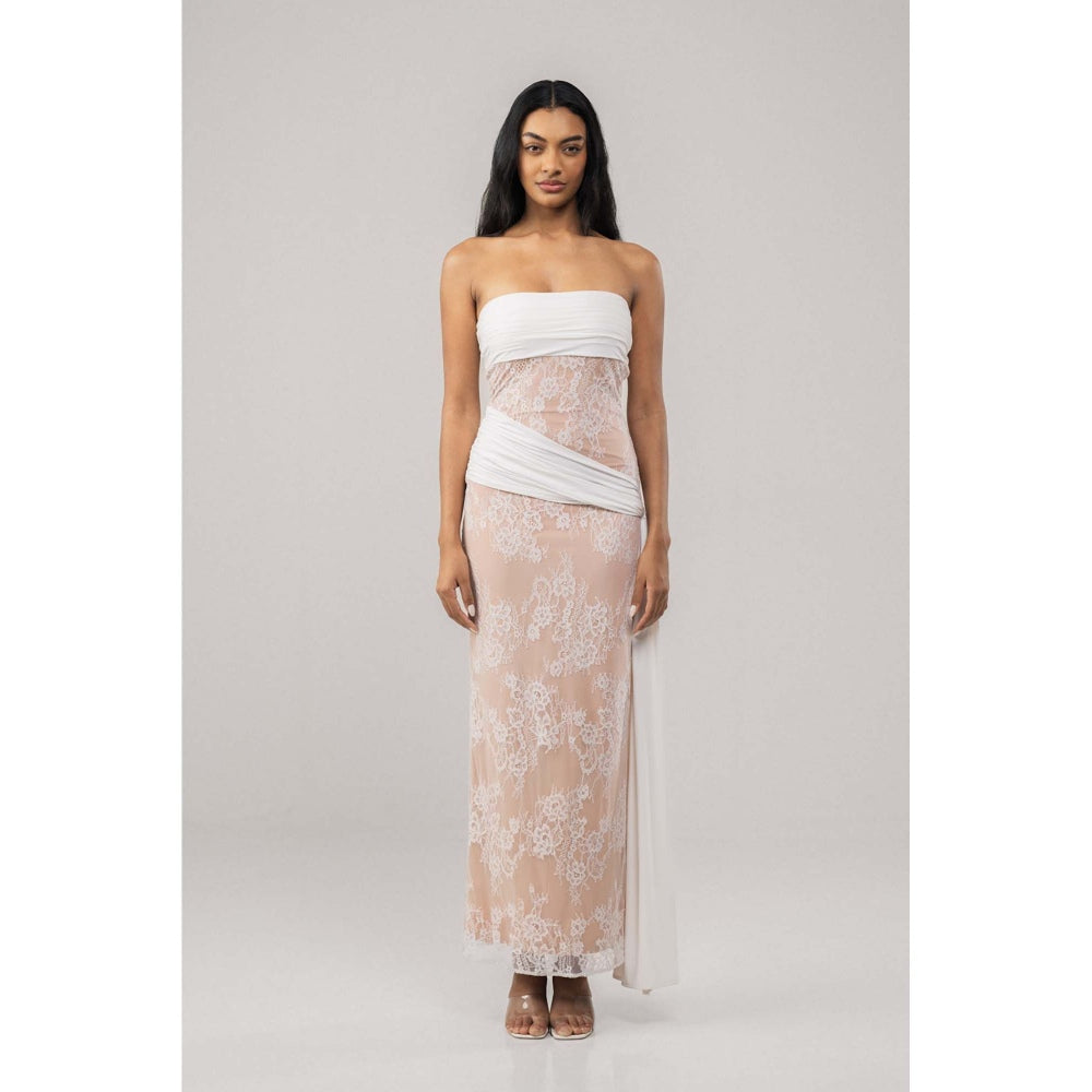 SOTBELLA White Lace Bodycon Maxi Dress