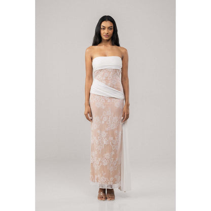 SOTBELLA White Lace Bodycon Maxi Dress