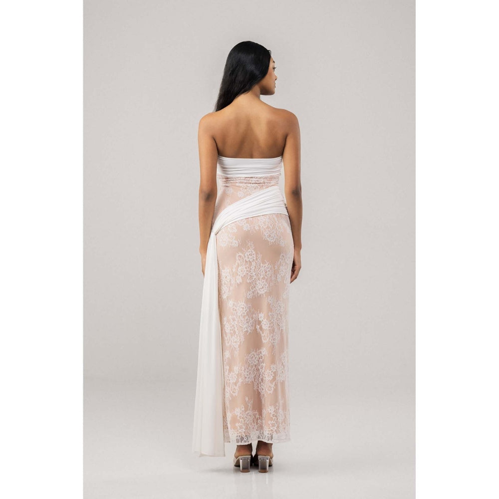 SOTBELLA White Lace Bodycon Maxi Dress