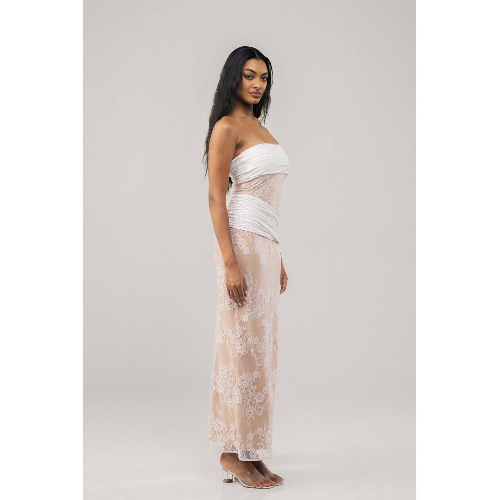 SOTBELLA White Lace Bodycon Maxi Dress