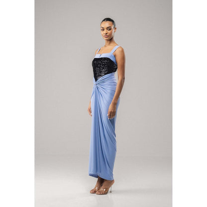 SOTBELLA Ruche Sequin-Bodice Draped Dress