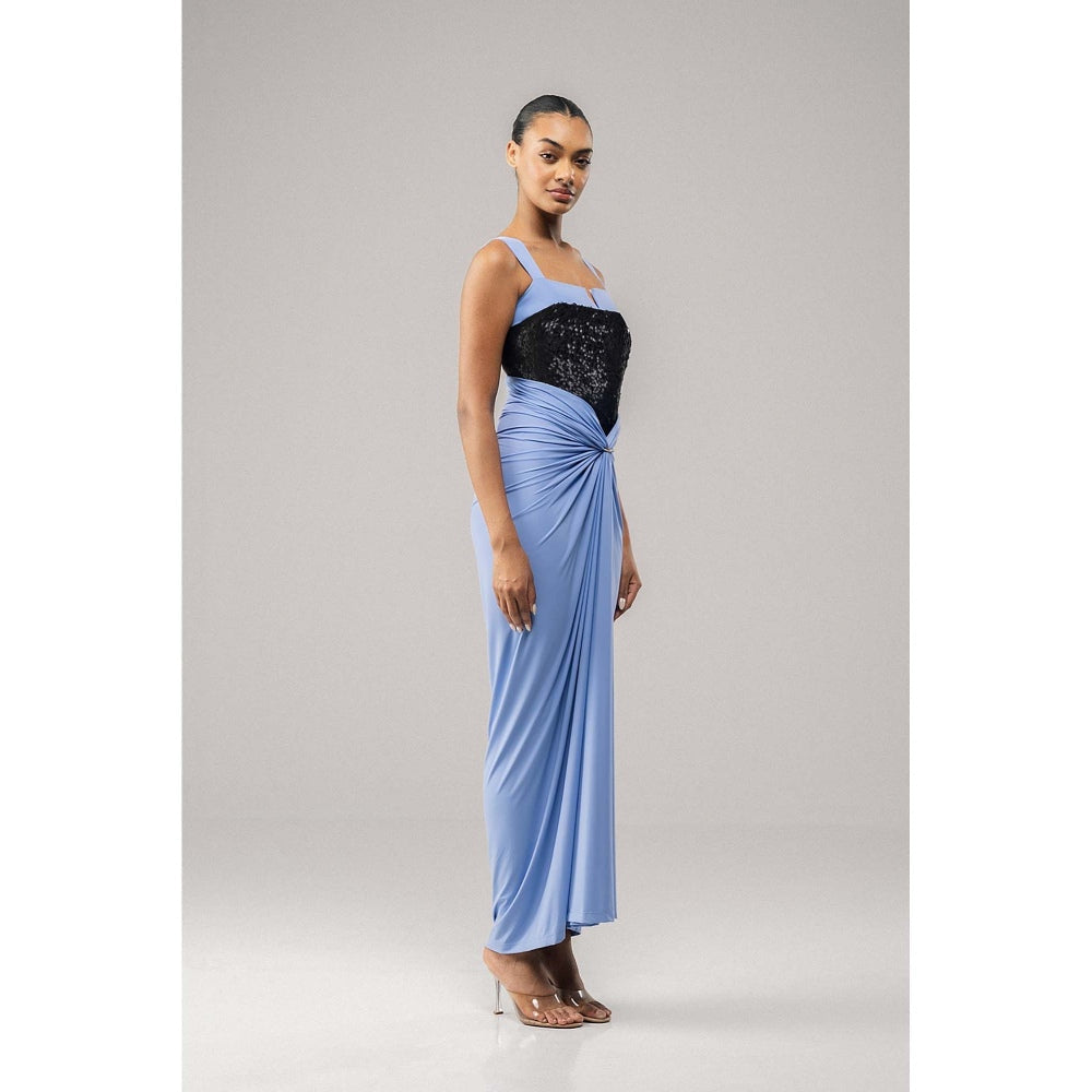 SOTBELLA Ruche Sequin-Bodice Draped Dress