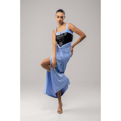 SOTBELLA Ruche Sequin-Bodice Draped Dress