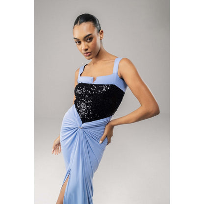 SOTBELLA Ruche Sequin-Bodice Draped Dress