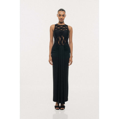 SOTBELLA Lace Illusion Drape Maxi Dress