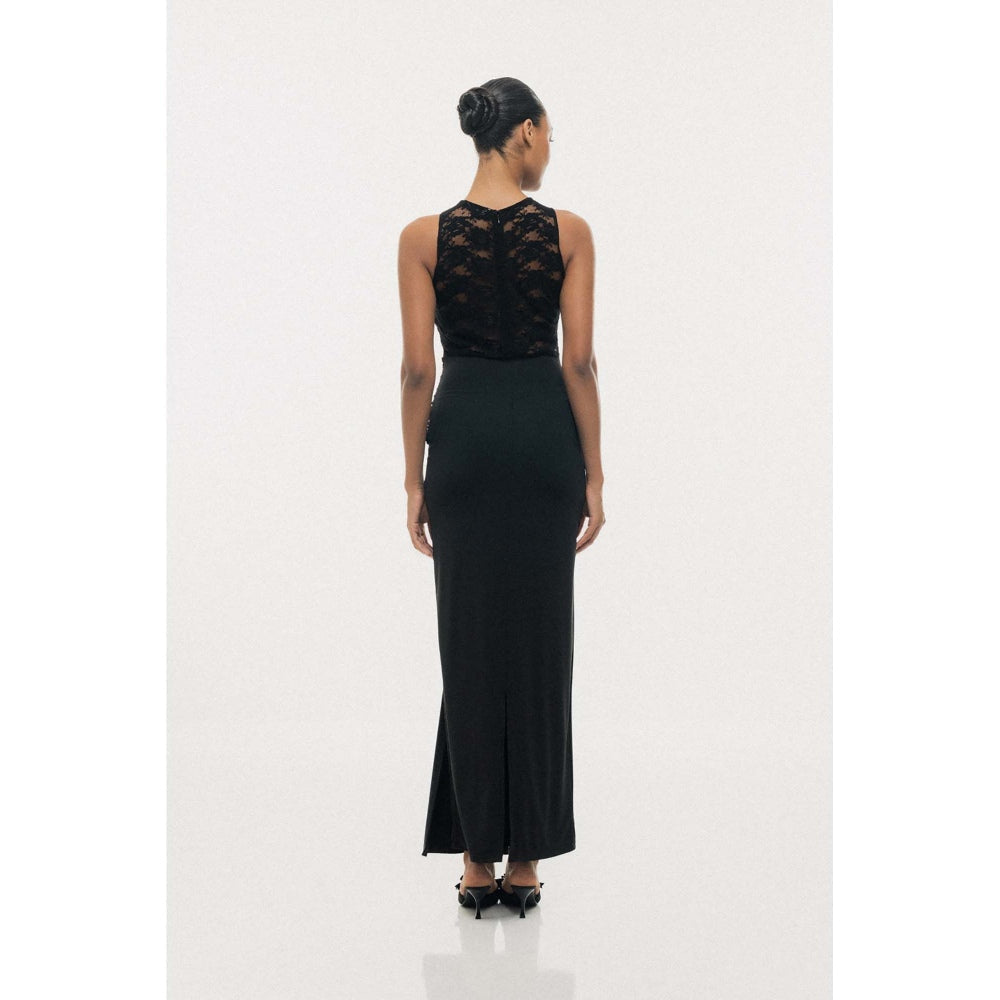 SOTBELLA Lace Illusion Drape Maxi Dress