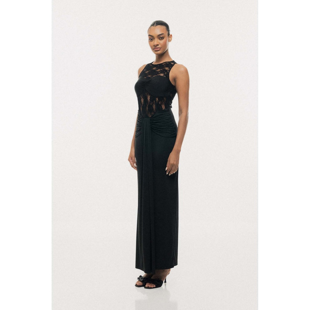 SOTBELLA Lace Illusion Drape Maxi Dress