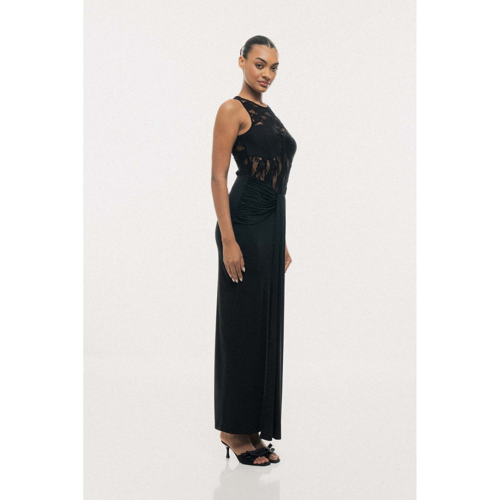 SOTBELLA Lace Illusion Drape Maxi Dress