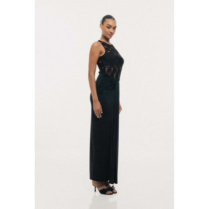 SOTBELLA Lace Illusion Drape Maxi Dress