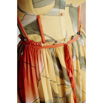 SOTBELLA Yellow Printed Midi Dress