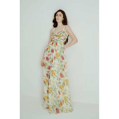 SOTBELLA Green Cut Out Floral Maxi Dress