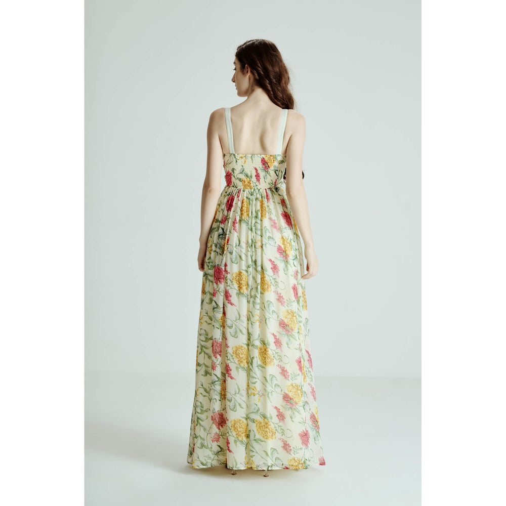 SOTBELLA Green Cut Out Floral Maxi Dress