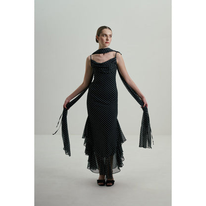 SOTBELLA Black Polka Dot Gown with Dupatta