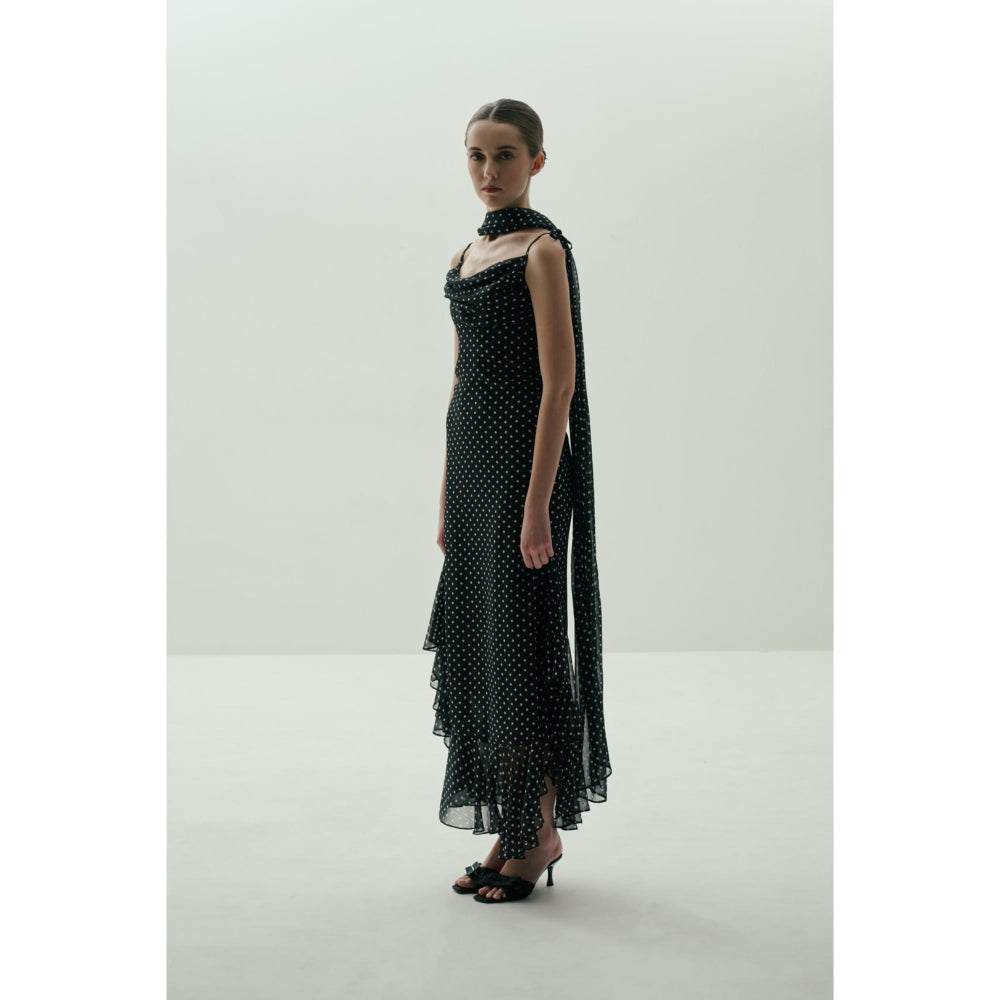 SOTBELLA Black Polka Dot Gown with Dupatta