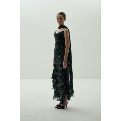 SOTBELLA Black Polka Dot Gown with Dupatta