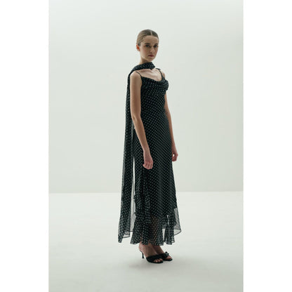 SOTBELLA Black Polka Dot Gown with Dupatta