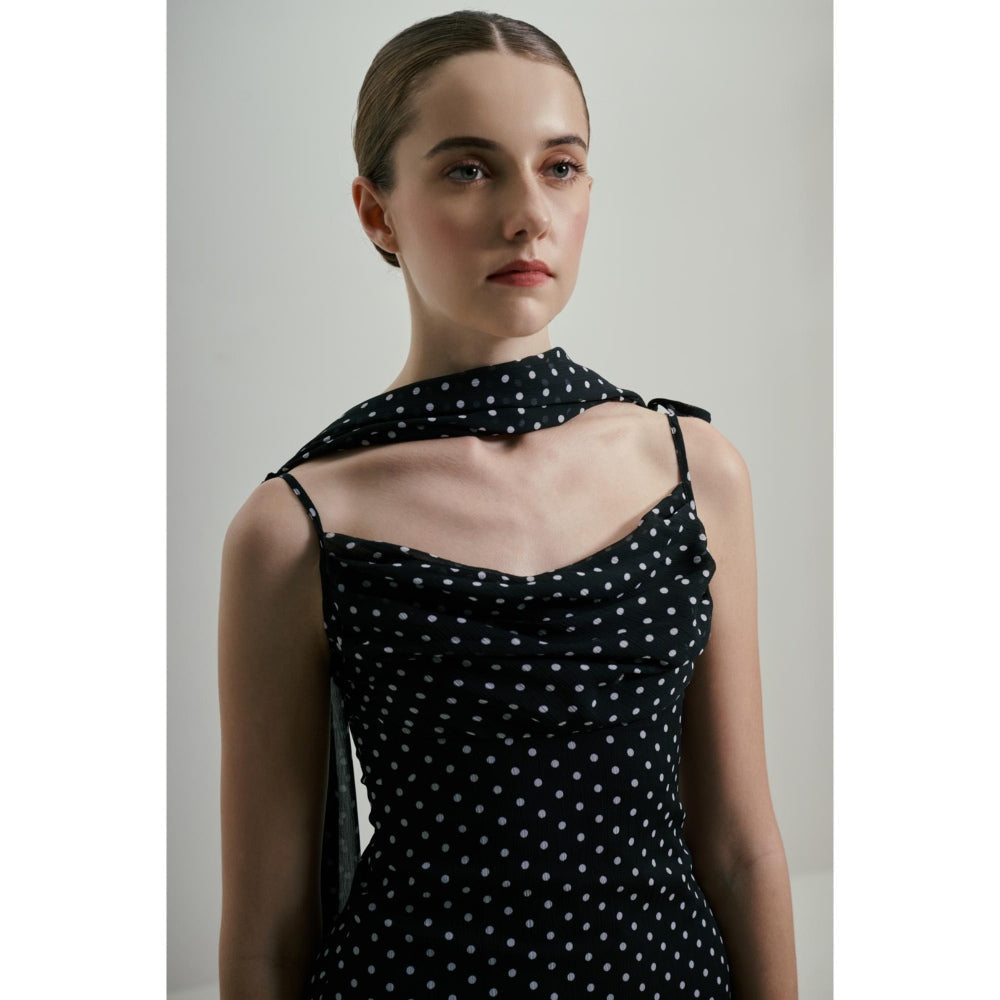 SOTBELLA Black Polka Dot Gown with Dupatta
