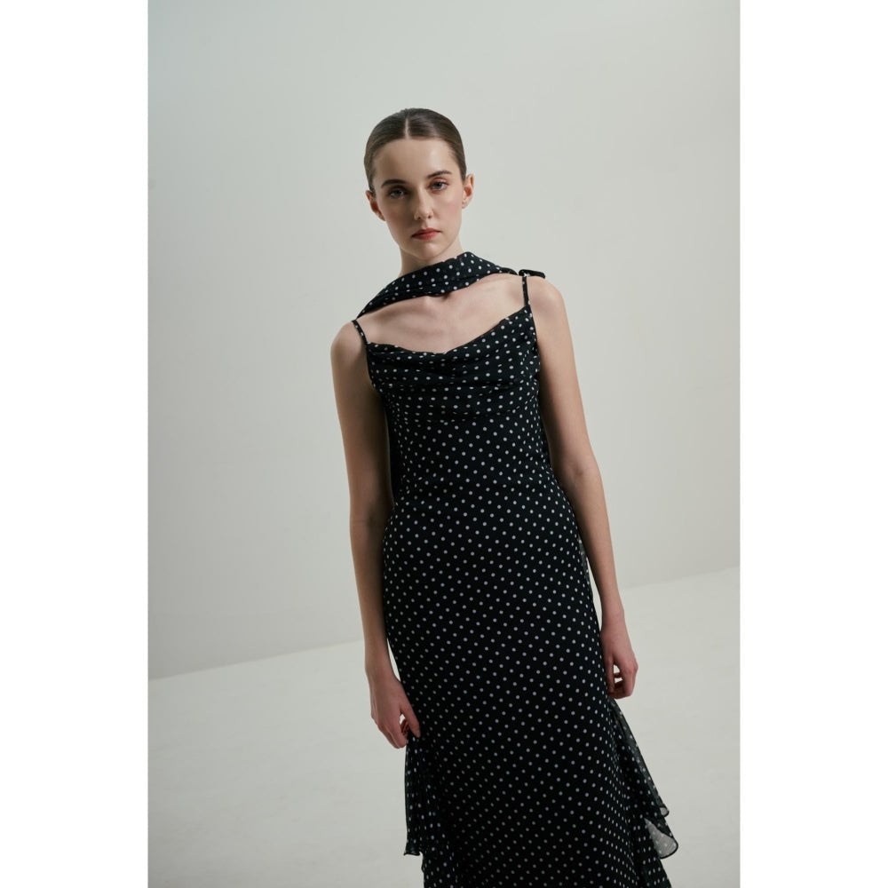 SOTBELLA Black Polka Dot Gown with Dupatta