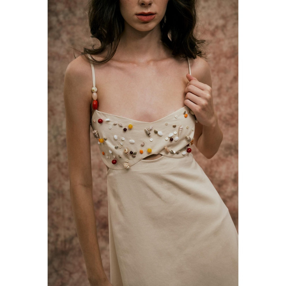 SOTBELLA Ivory Dress with Seashell and Bead Detail