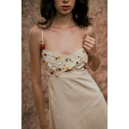 SOTBELLA Ivory Dress with Seashell and Bead Detail