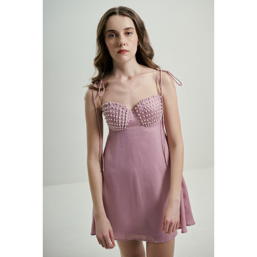 SOTBELLA Mauve Mini Dress with Shell Bust Detail