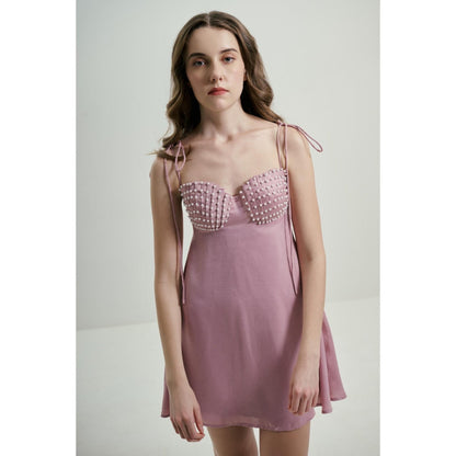 SOTBELLA Mauve Mini Dress with Shell Bust Detail