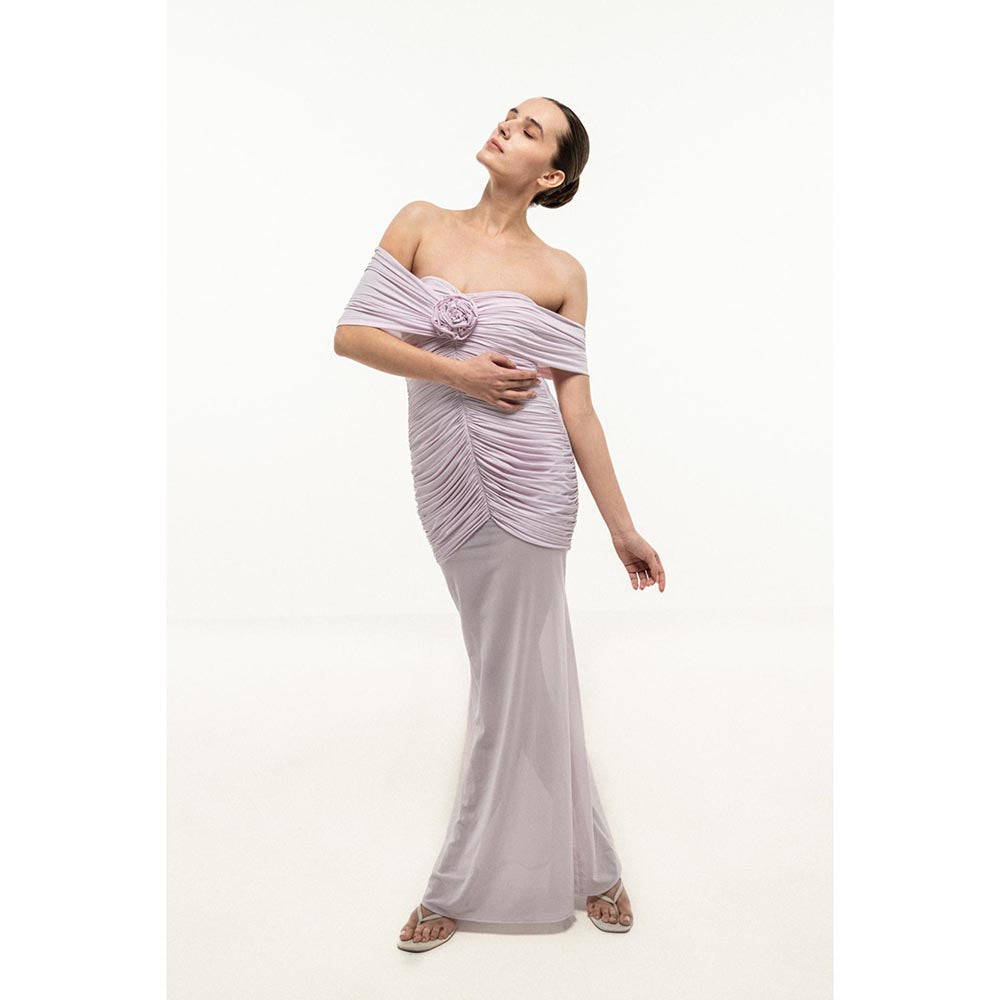 SOTBELLA Lavender Strapless RUCHED FLARED DRESS