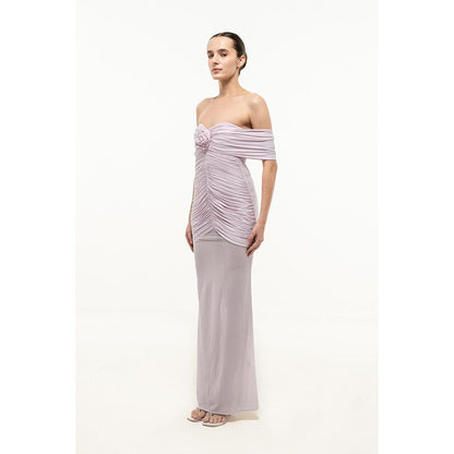 SOTBELLA Lavender Strapless RUCHED FLARED DRESS