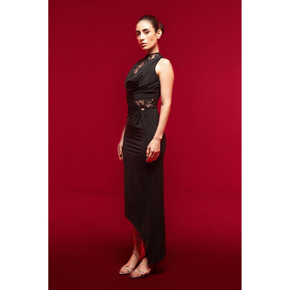 SOTBELLA Black Halter Lace Dress