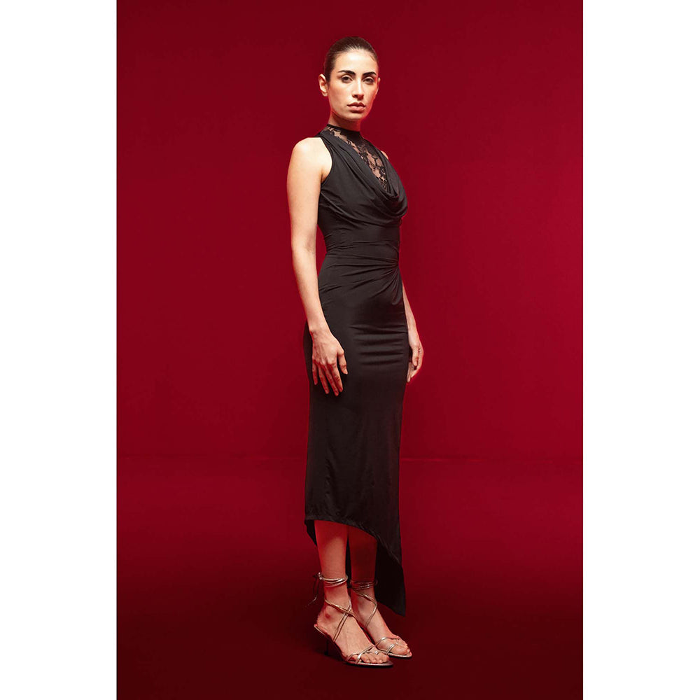 SOTBELLA Black Halter Lace Dress