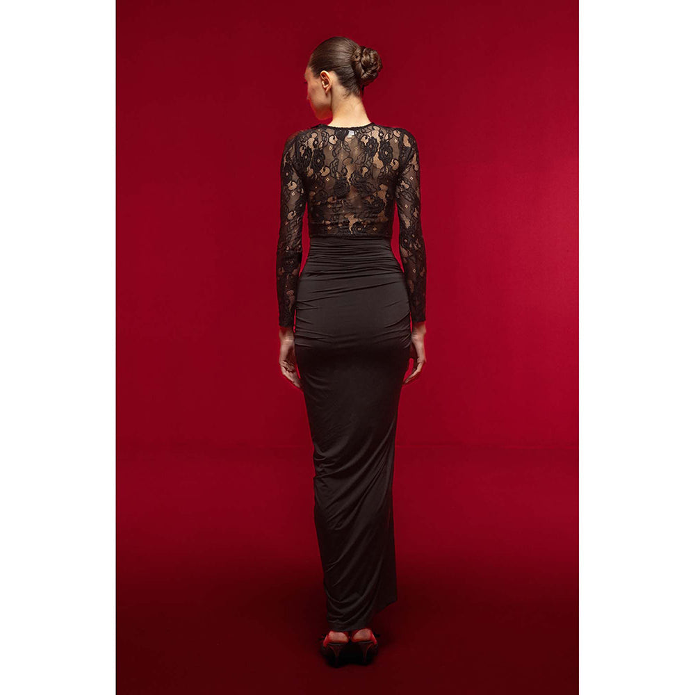 SOTBELLA Black One-Shoulder Lace Dress